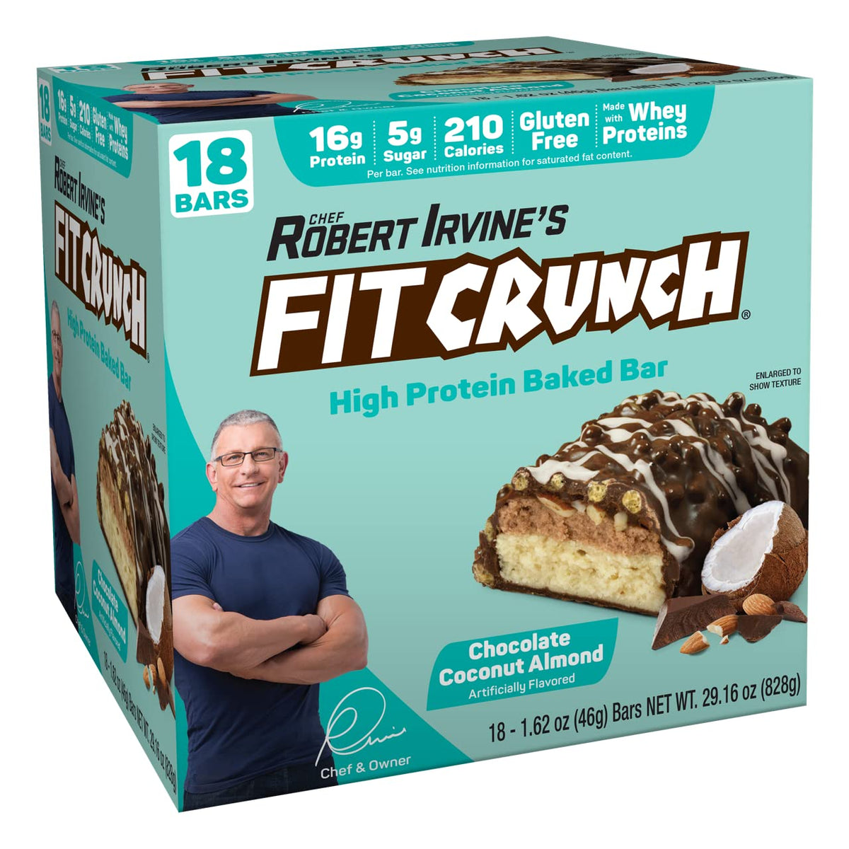 FITCRUNCH Snack Size Bar Chocolate Coconut Almond wrapper for on-the-go protein