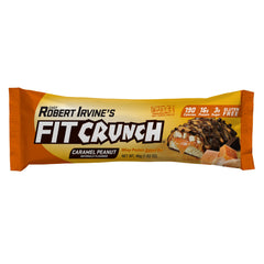 FITCRUNCH Caramel Peanut bar highlights 16g protein per serving