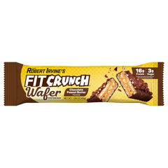 Fit Crunch wafer bar cut reveals crisp layers of wafer.
