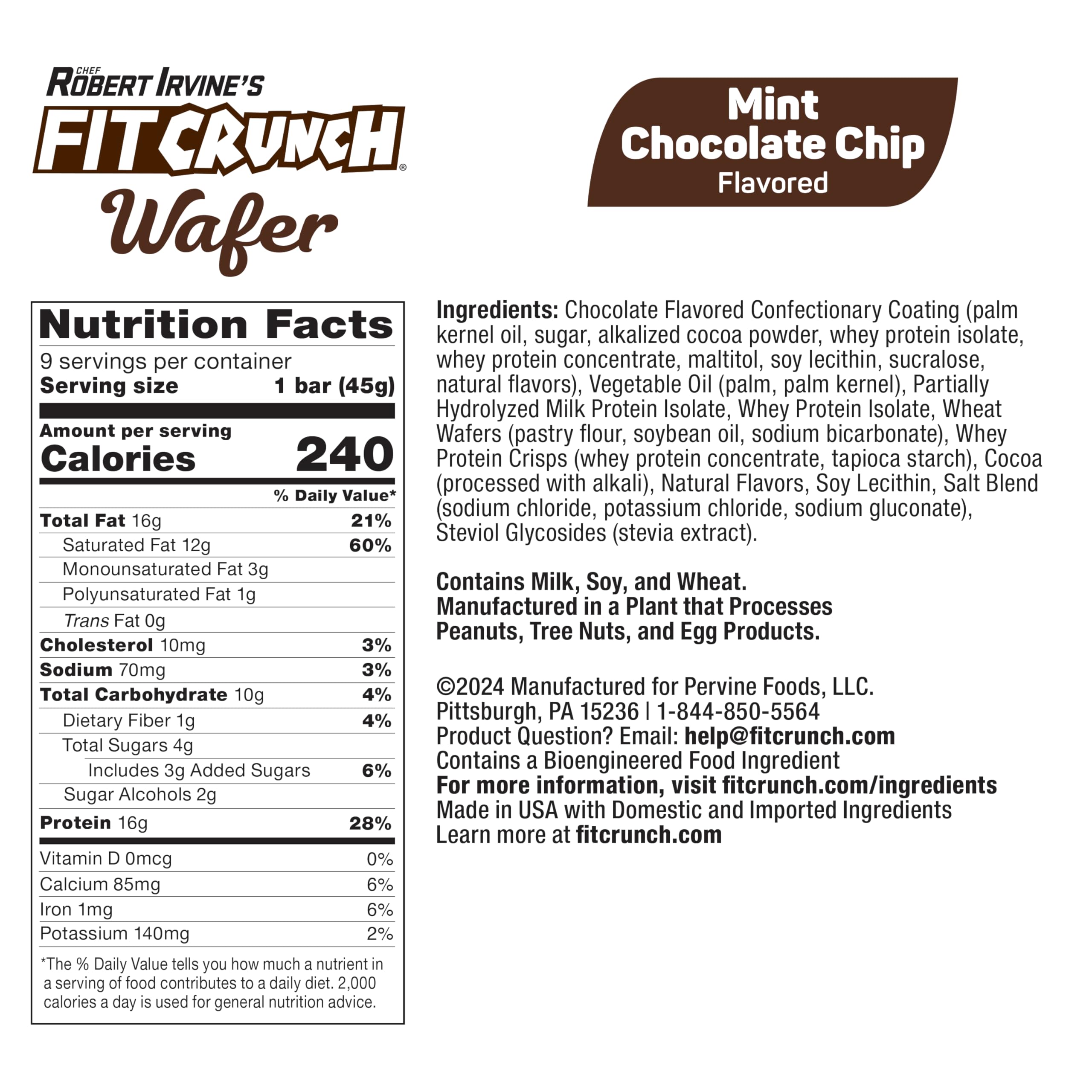 FITCRUNCH Mint Chocolate Chip wafer bars close-up highlighting crisp wafer texture and rich flavor