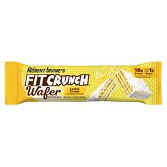 Fit Crunch Lemon Cream wafer texture close-up highlighting airy layers and citrus flavor.