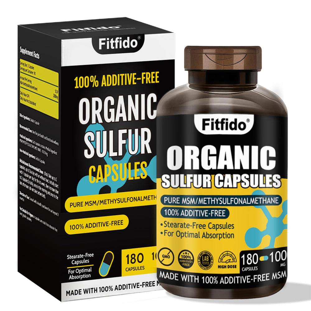 Fitfido MSM capsules bottle showing 1000 mg per capsule for joint support.