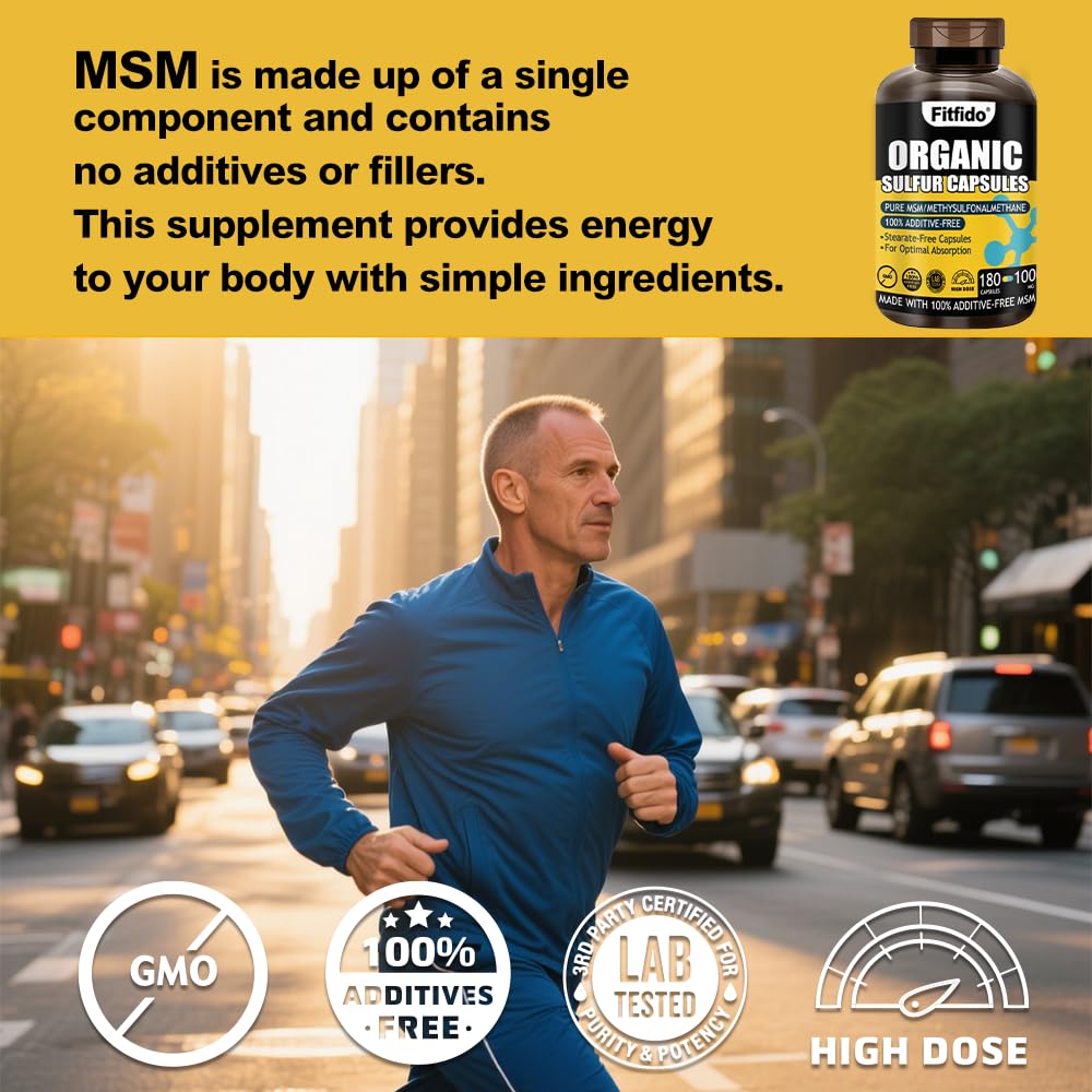 Fitfido MSM capsules with glass of water for easy swallowing and routine.