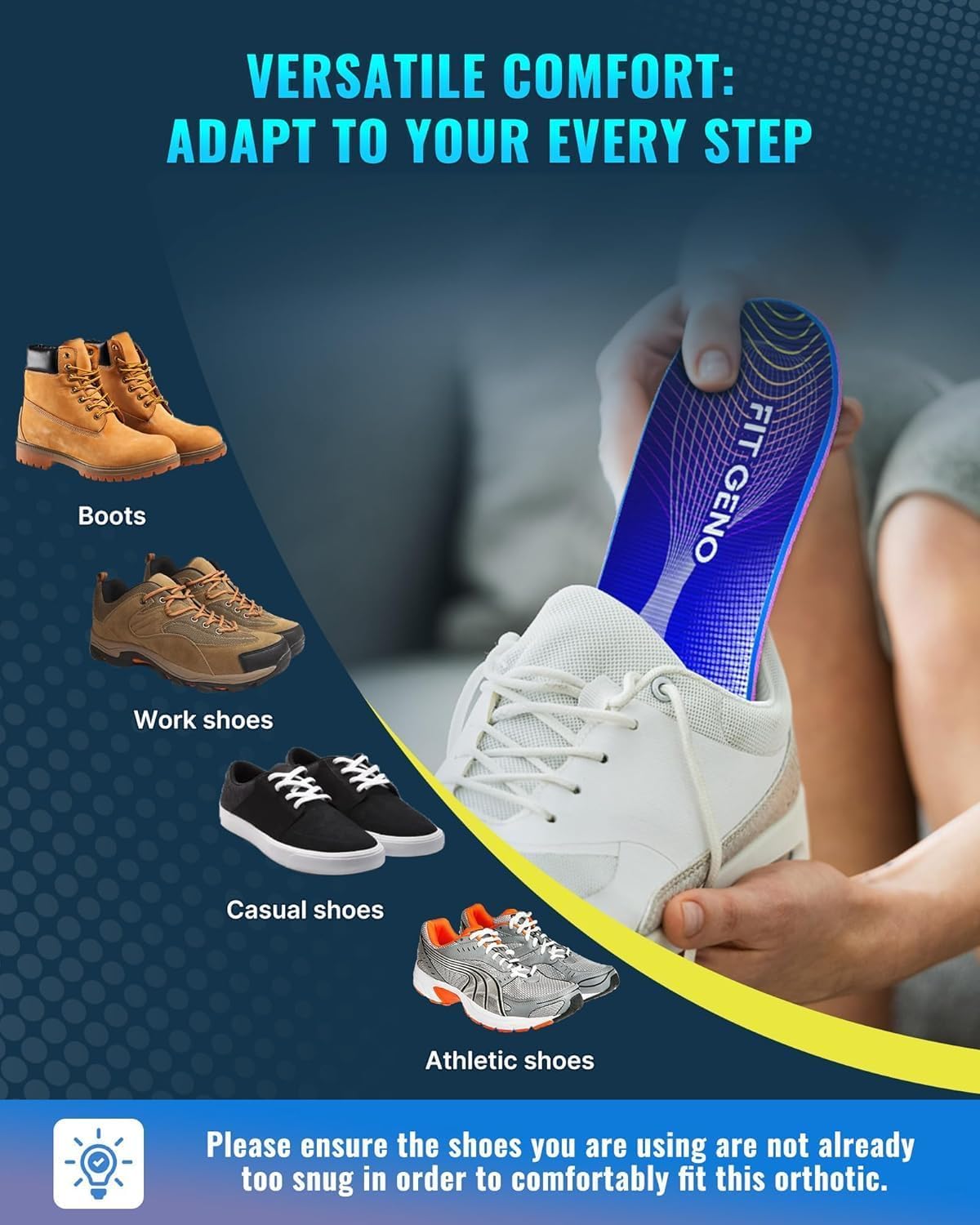 Fit Geno removable TPU arch support lets you customize stiffness