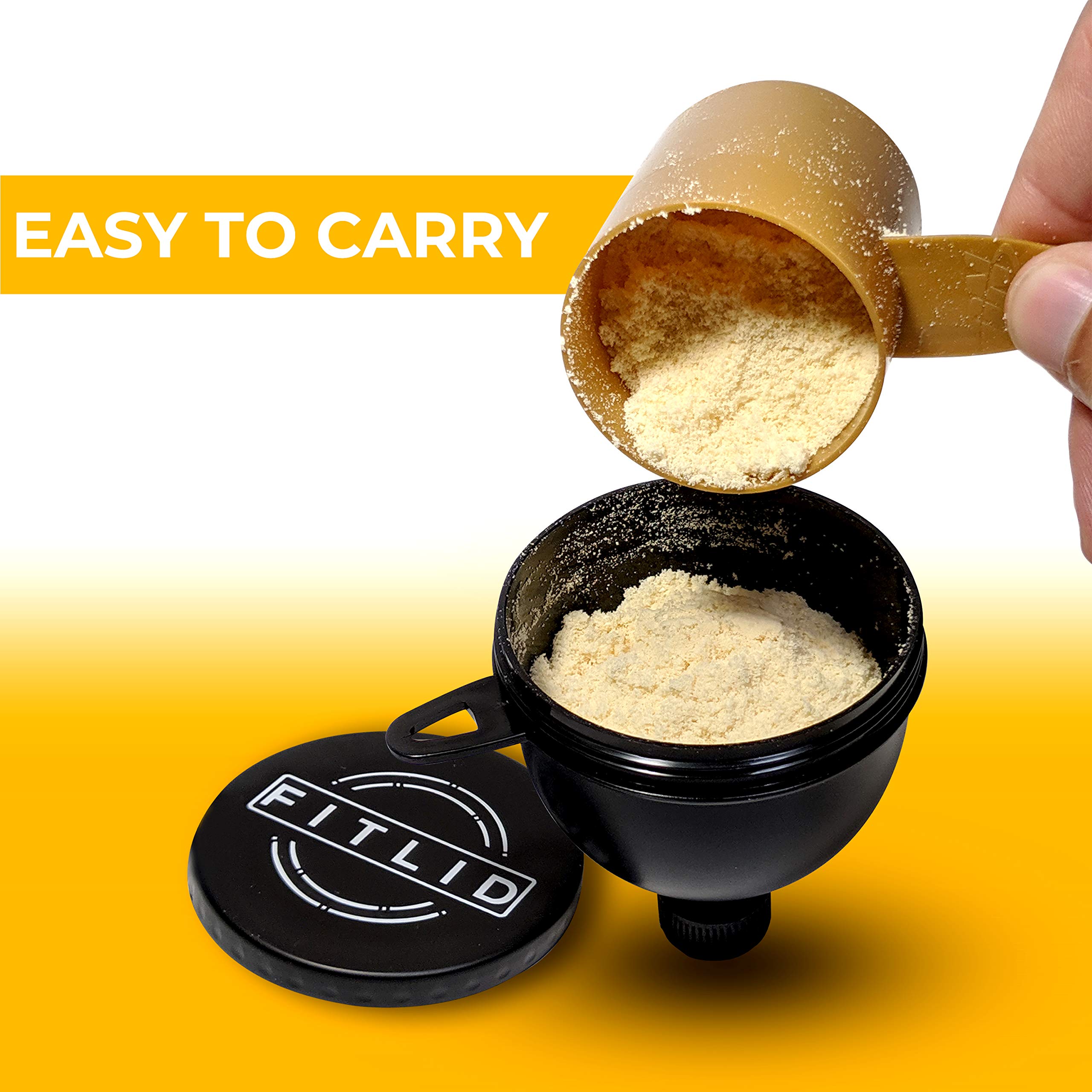 FitLid large protein funnel designed for easy powder pouring into bottles