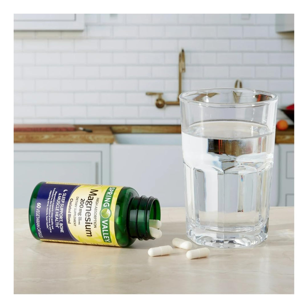 FitMania Spring Valley vegetarian capsules for daily magnesium supplementation.