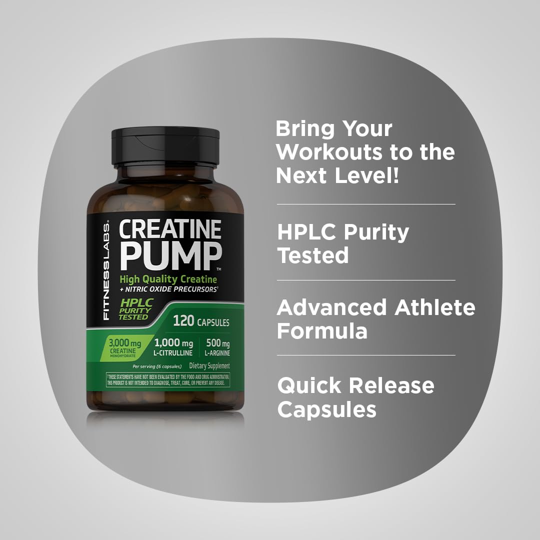 Fitness Labs Creatine Capsules with water illustrating simple daily supplementation.