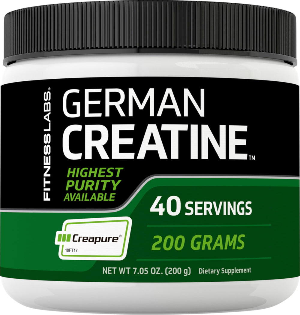 Fitness Labs Creatine Powder bottle-front with Creapure monohydrate for pure workout fuel