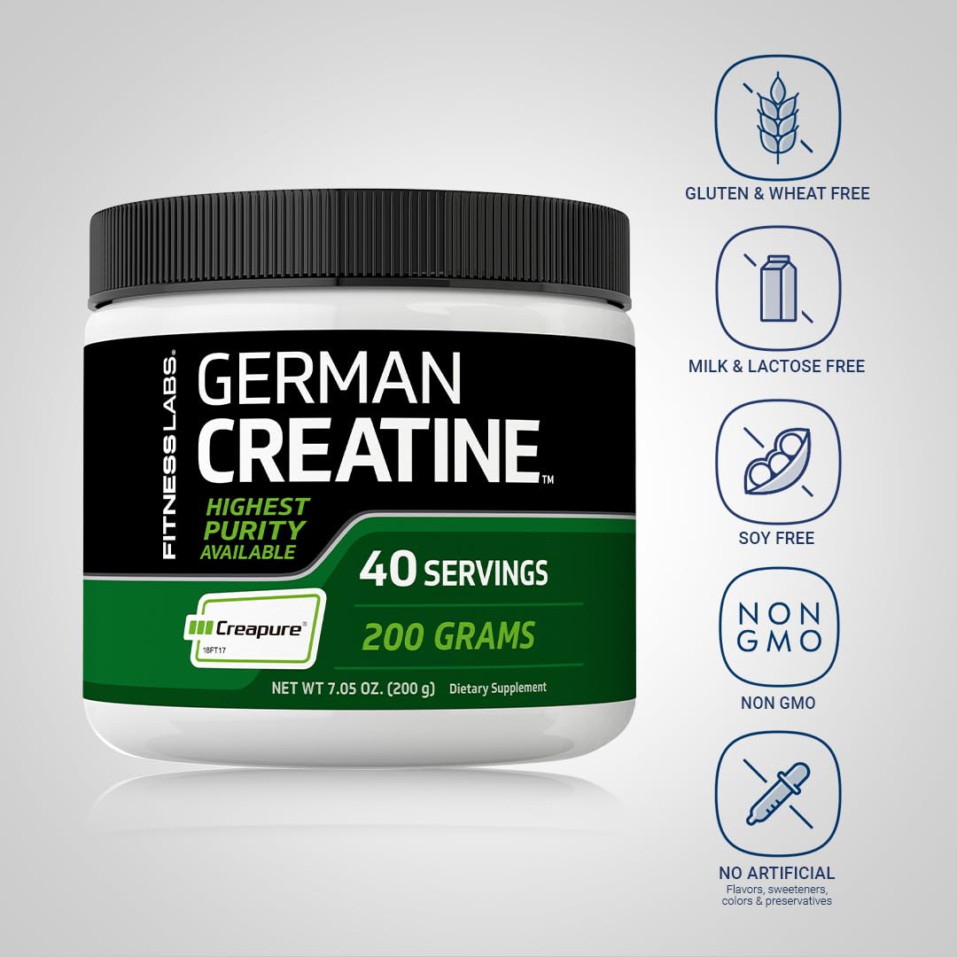 Fitness Labs Creatine Powder label-closeup showing high-purity ingredients