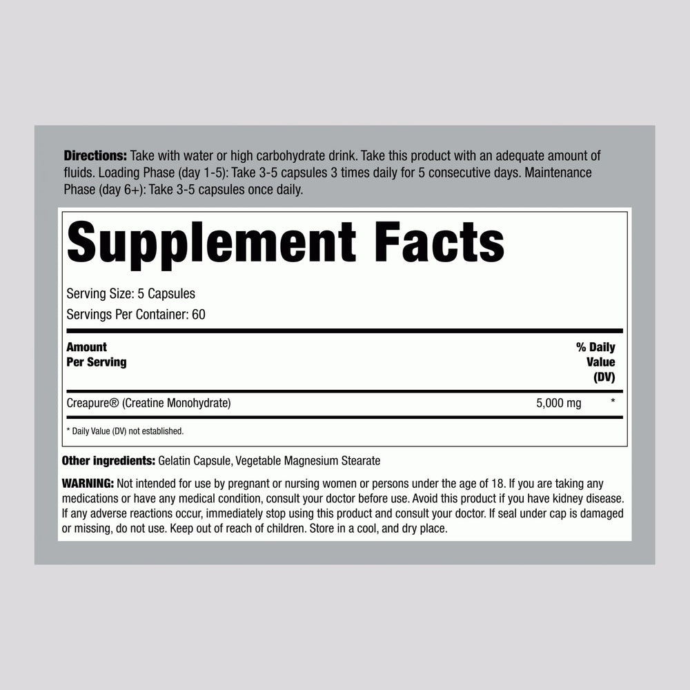 Fitness Labs German Creatine Monohydrate capsules close-up showing purity label