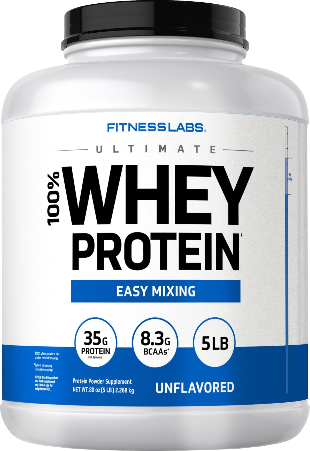 Fitness Labs Whey Protein Powder Unflavored 5lb bag for versatile shakes and meals