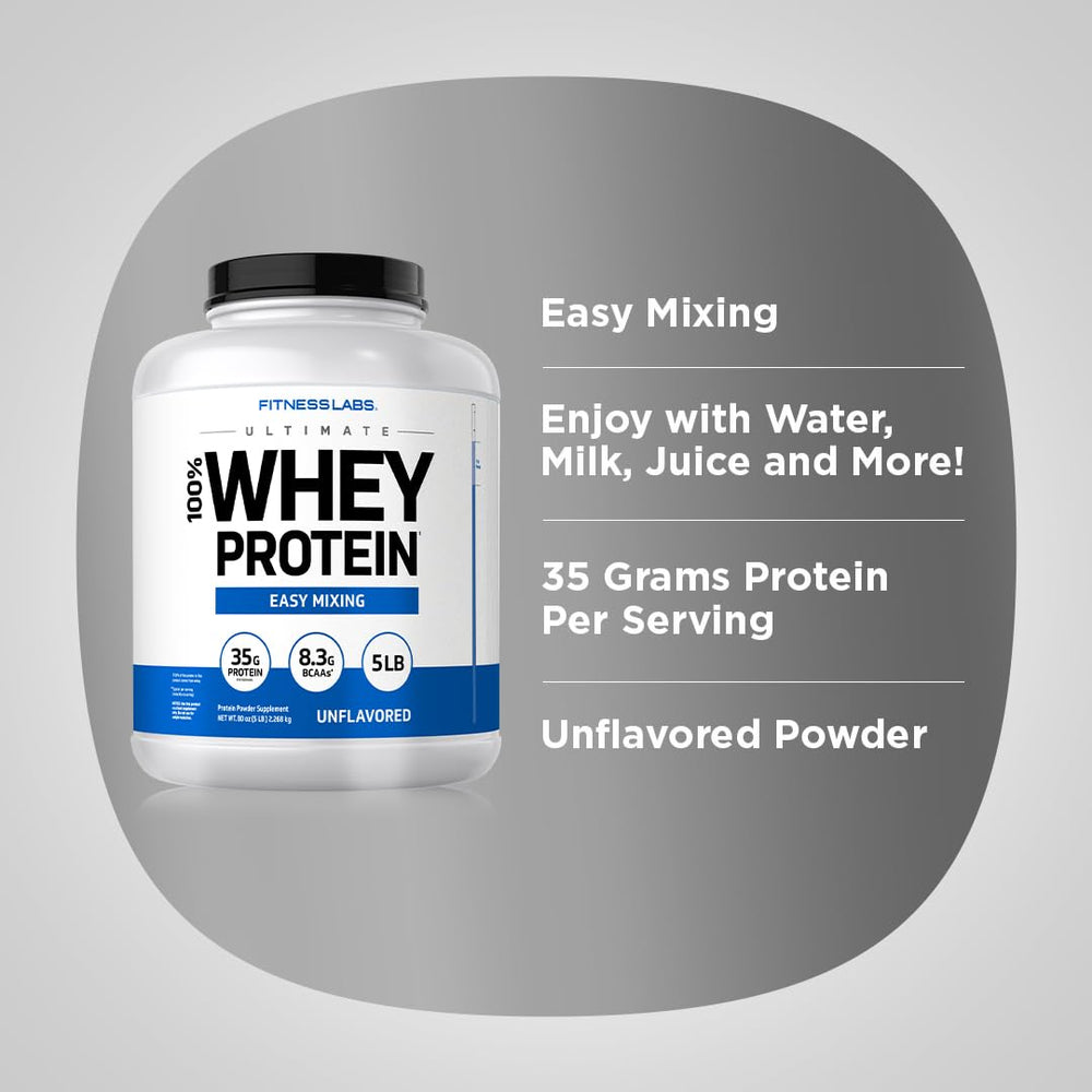 Fitness Labs Whey Unflavored measuring scoop ready for precise servings