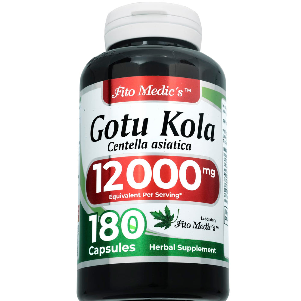 Close-up of FITO MEDIC'S Gotu Kola capsules designed for easy swallowing