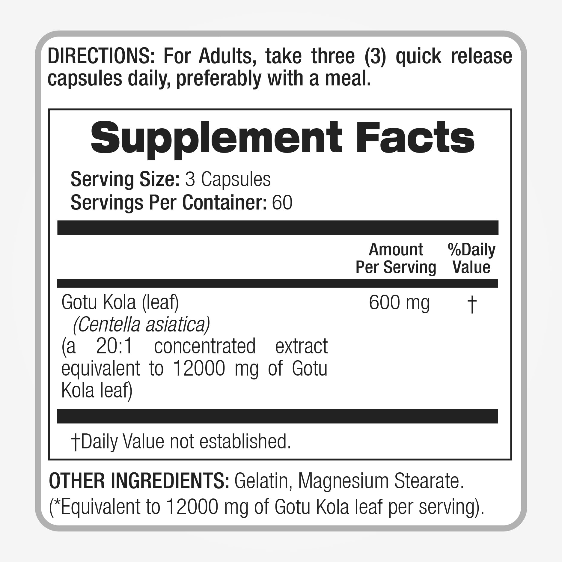 Third party tested seal on FITO MEDIC'S Gotu Kola packaging for purity