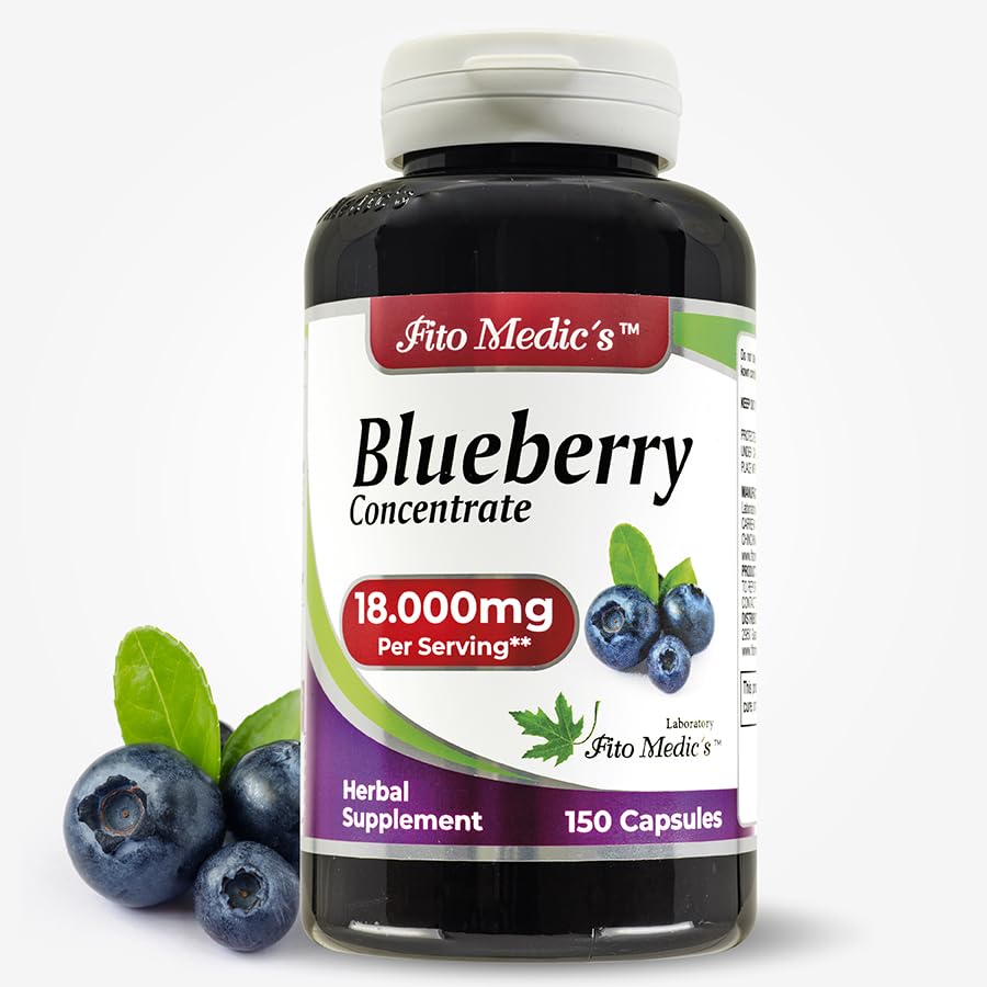 Close-up of FITO MEDIC'S blueberry capsules for convenient daily intake