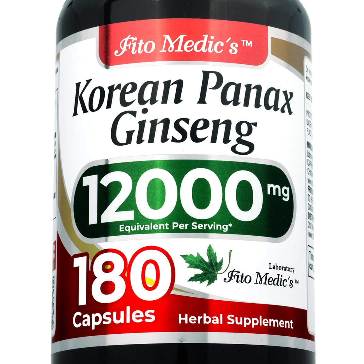 FITO MEDIC'S Korean Ginseng Root bottle showing concentrated extract for daily energy support