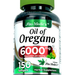 FITO MEDIC'S oil of oregano capsules bottle showing high-absorption formula for daily convenience