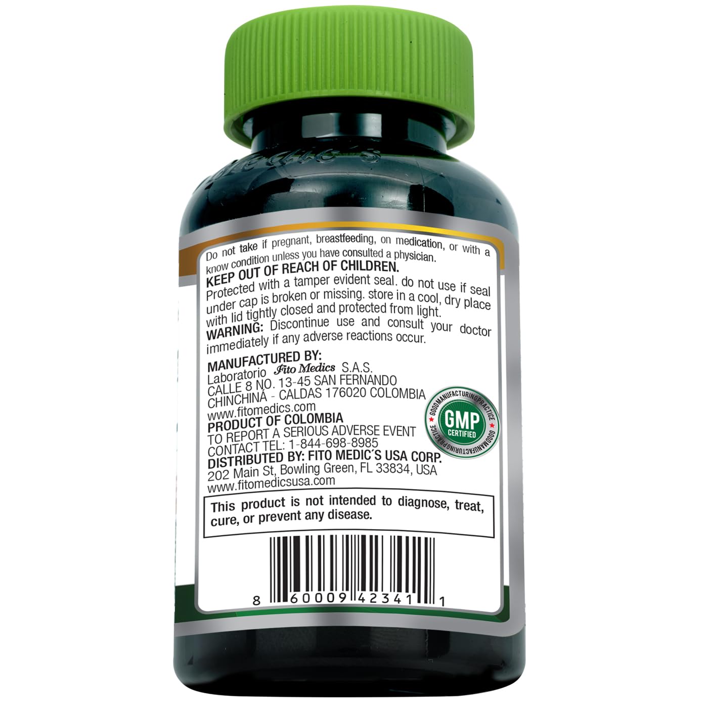 FITO MEDIC'S oregano oil capsules label displaying 65:1 extract ratio for potency