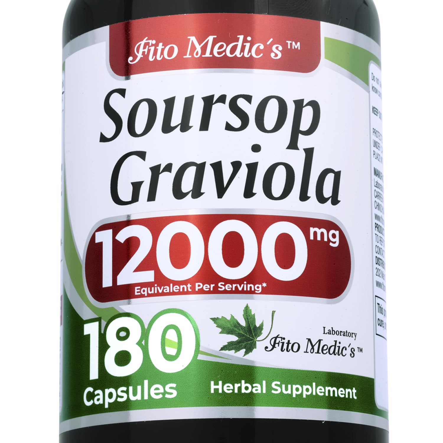 FITO MEDIC'S Soursop cápsulas en botella para uso diario.