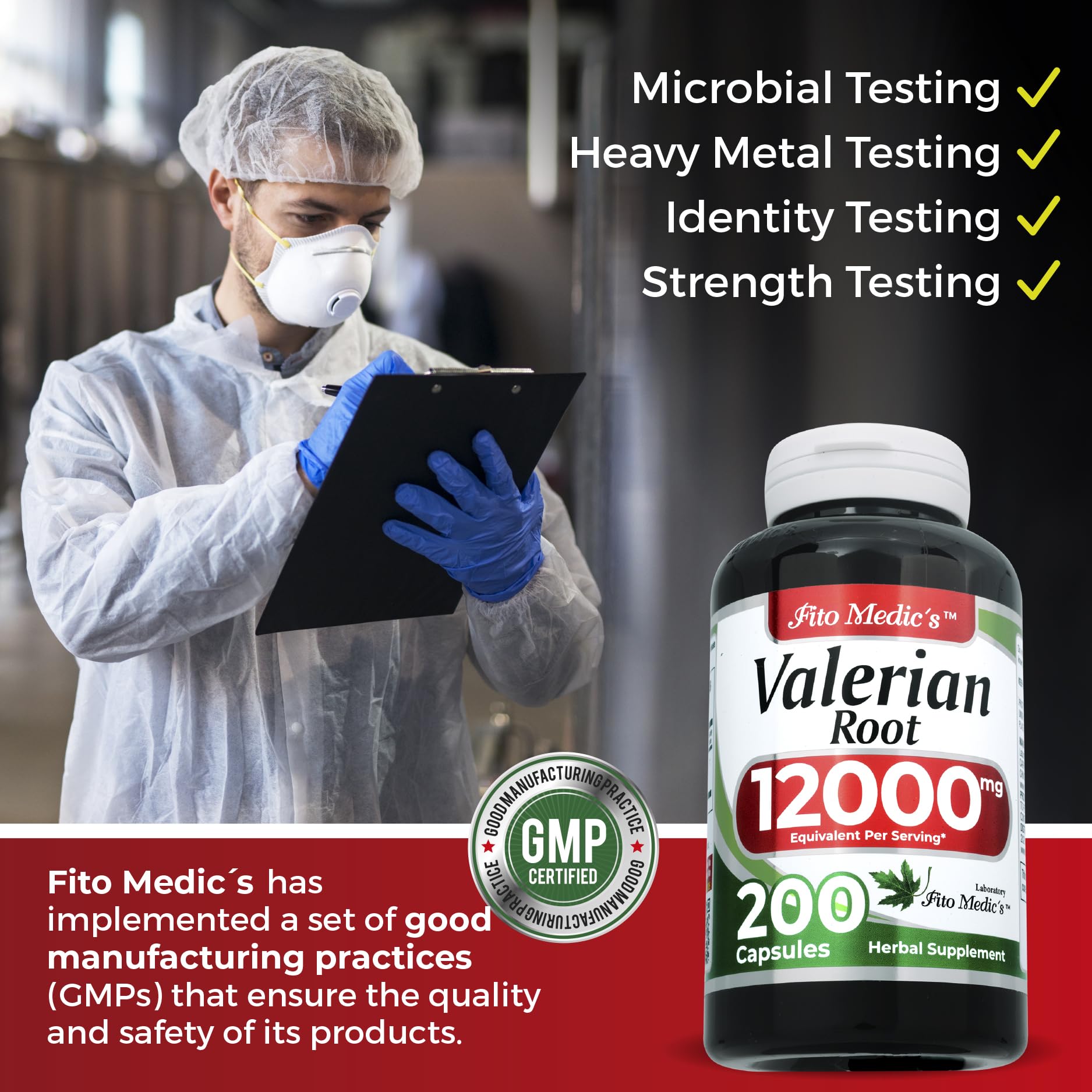 FITO MEDIC'S Valerian Root Capsules in hand for size and usability