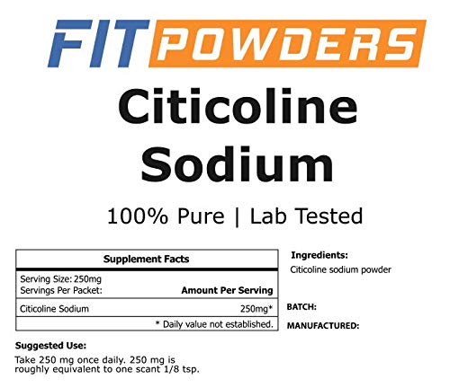 FitPowders Citicoline powder jar open with fine texture for mixing