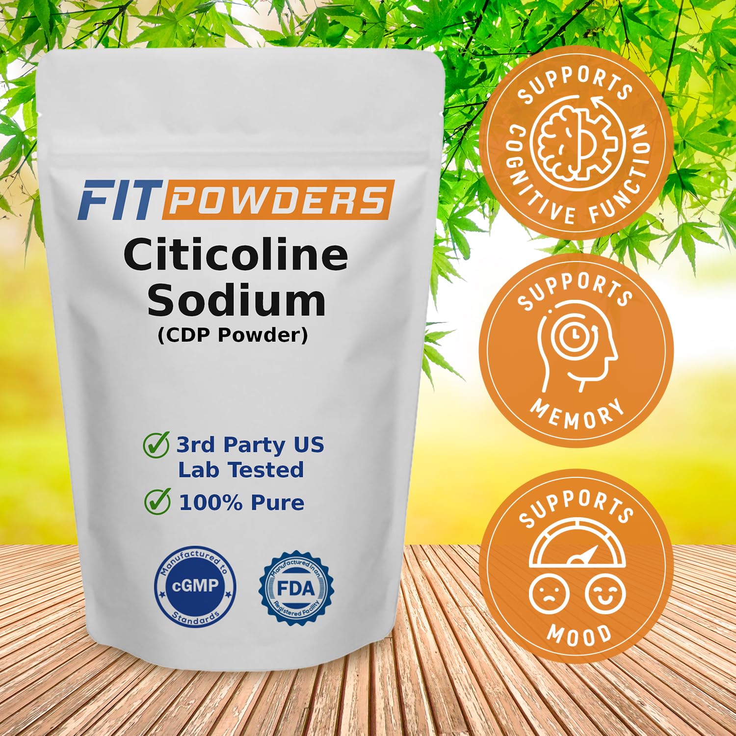 FitPowders Citicoline powder scoop included for precise dosing