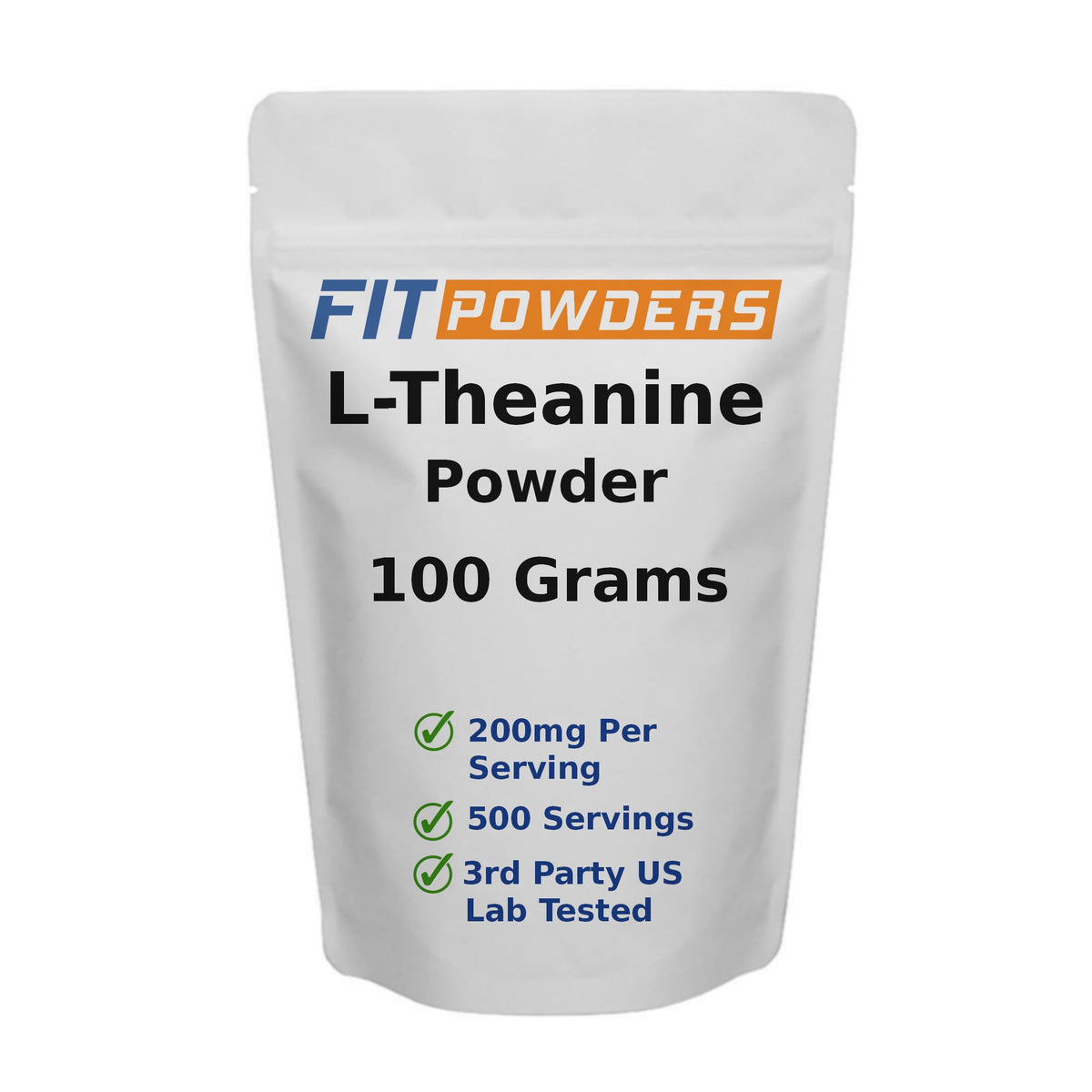 FitPowders L-Theanine bottle held for daily dosing.