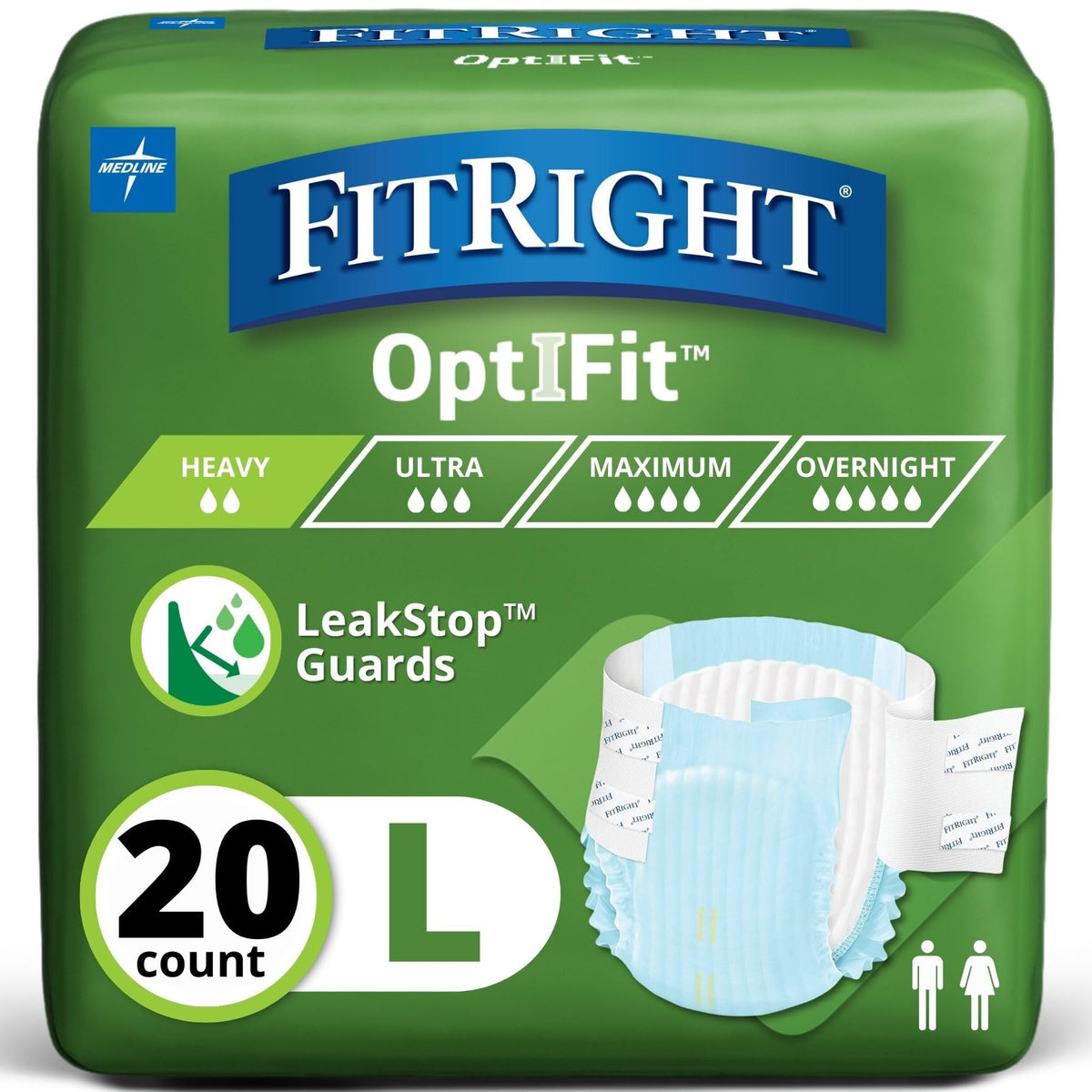 FitRight Extra+ diaper with breathable side panels for cooler, comfortable wear.