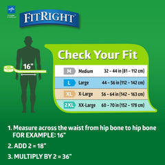 FitRight Extra+ diaper includes a high-capacity core that keeps moisture away.
