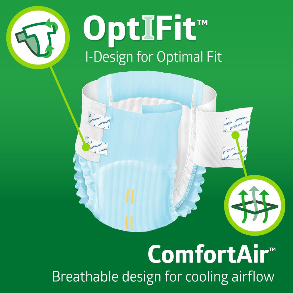 FitRight Extra+ diaper shows a wetness indicator to guide timely changes.