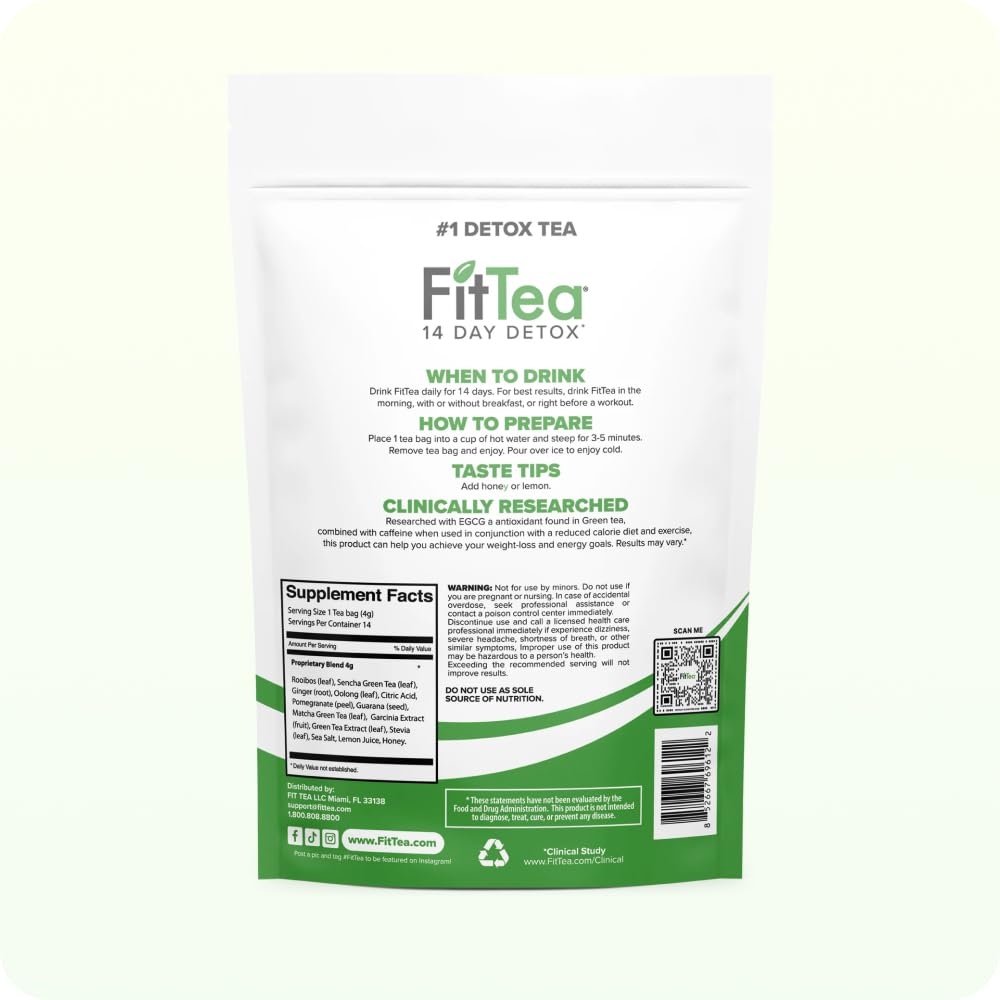 FitTea label with nutrition info for mindful ingredient choices.