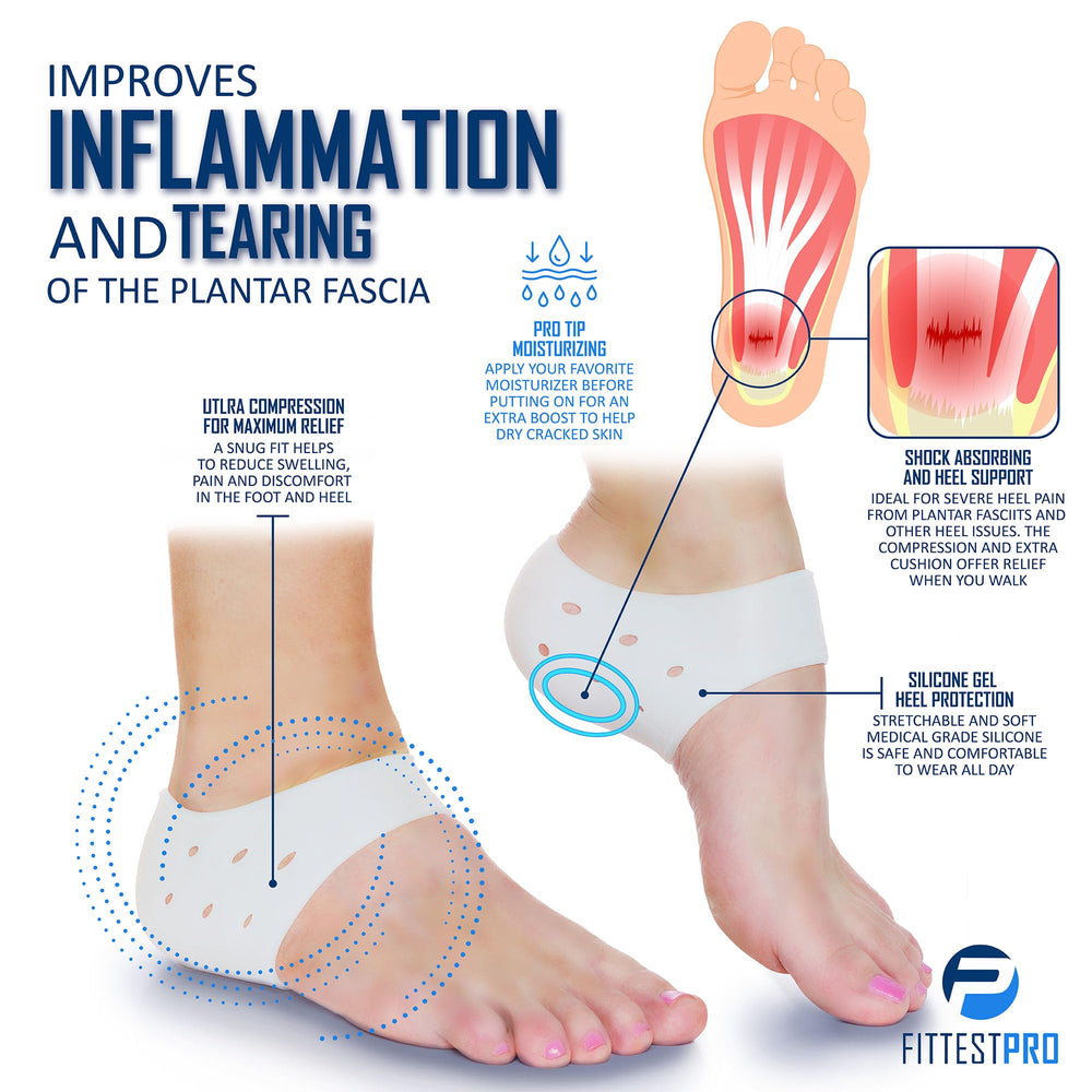 Fittest Pro fabric heel grips stay in place under socks during movement.