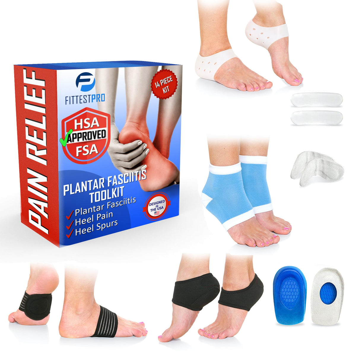 Fittest Pro plantar fasciitis foot sleeves provide breathable compression for daily wear.