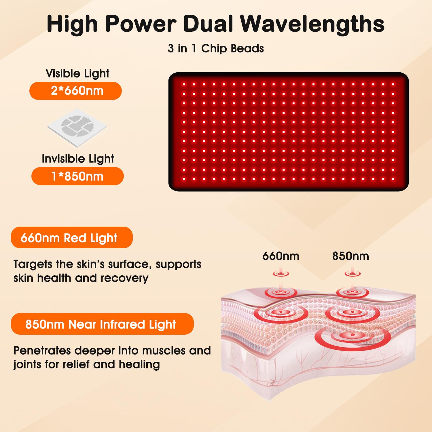 Fittyfun dual-wavelength LEDs deliver 660nm and 850nm light for deeper reach.