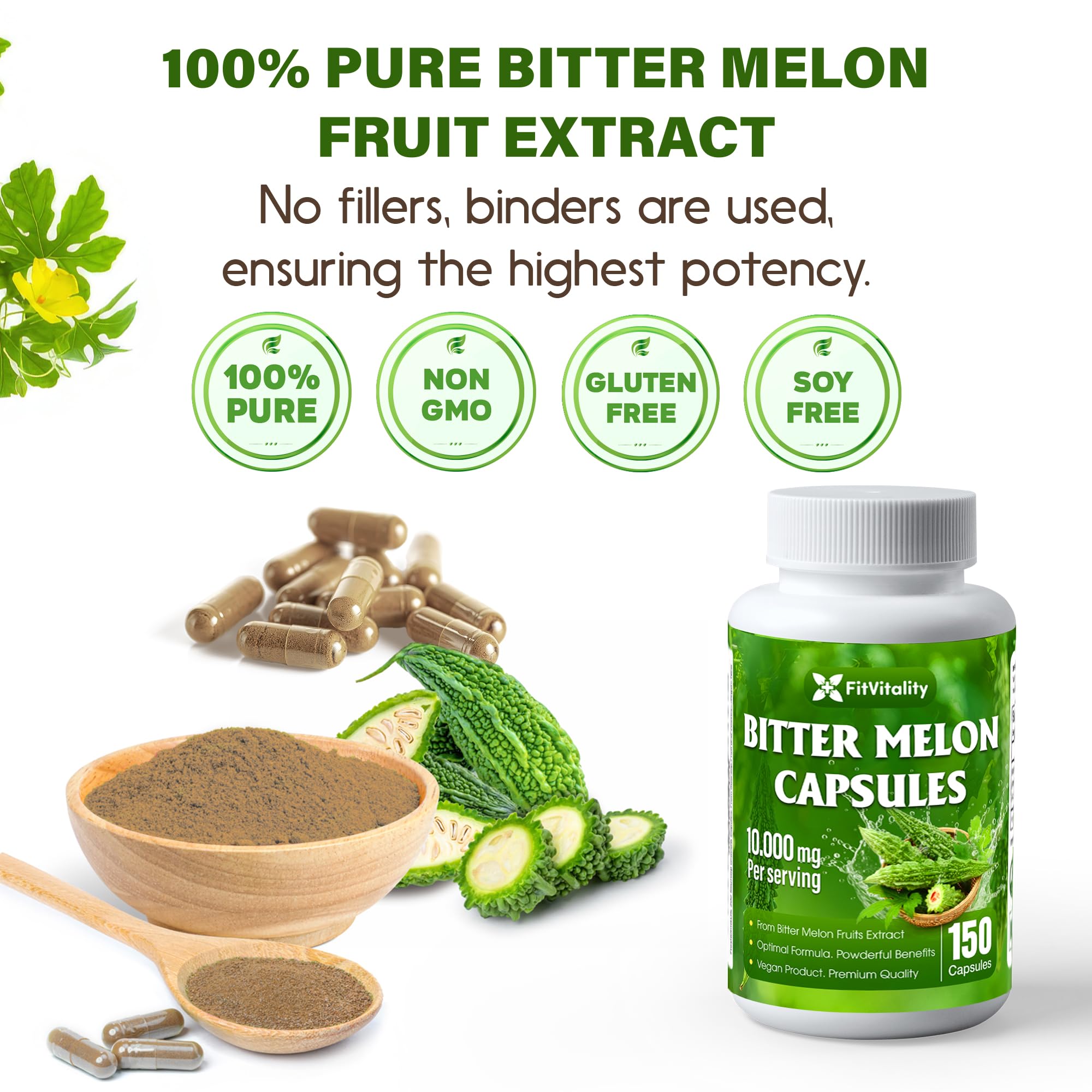 FitVitality Bitter Melon Capsules GMP-quality seal visible