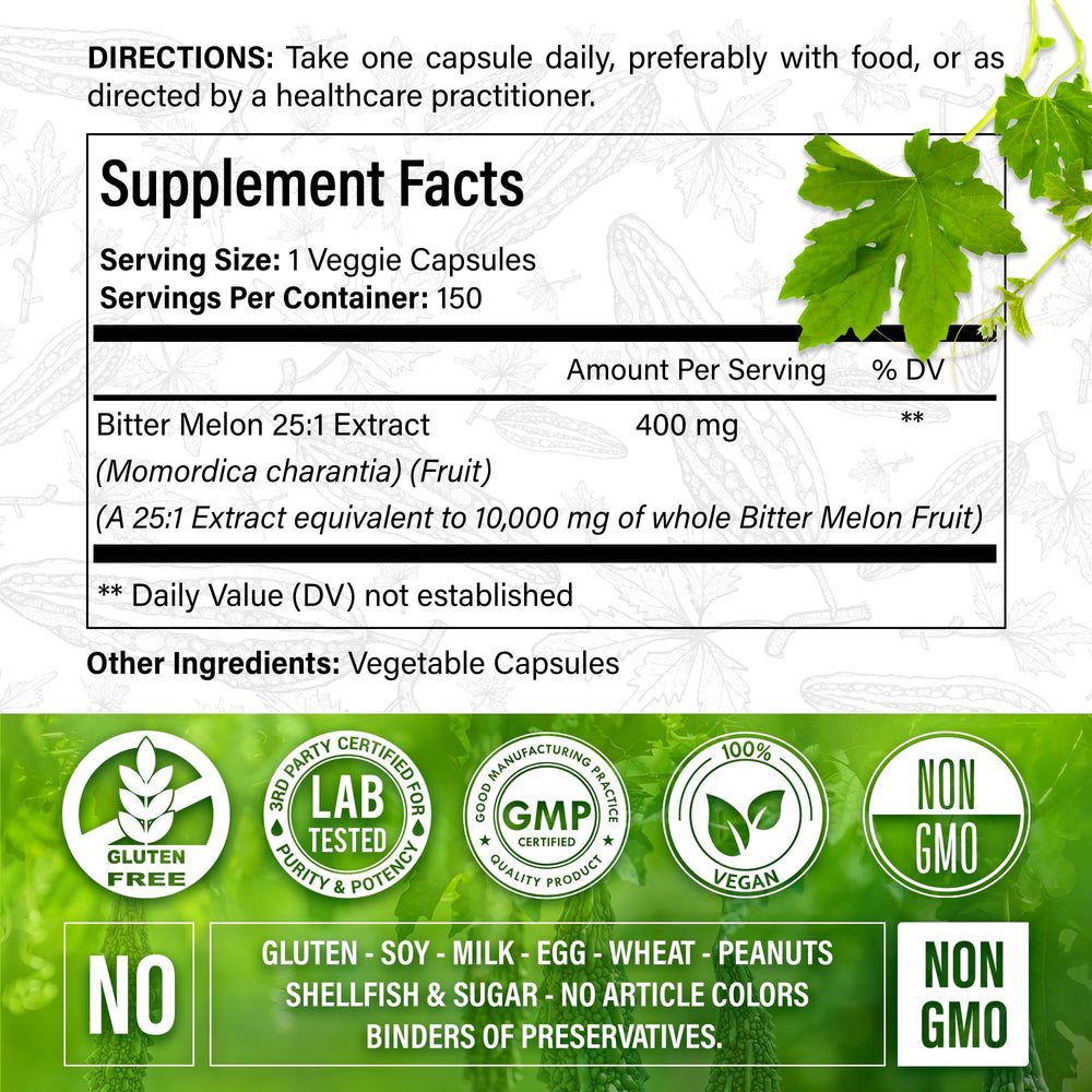 FitVitality Bitter Melon packaging highlights 150-day supply