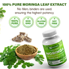 FitVitality Moringa capsules label close-up showing purity