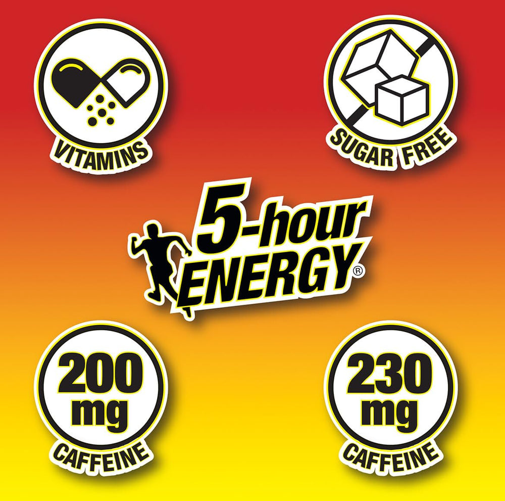 Five-hour Energy Apple Bash packaging shot emphasizes product branding and packaging.