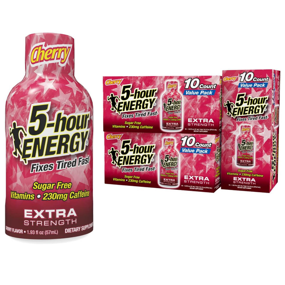 Five-hour ENERGY Cherry Shot bottle front for a quick on-the-go energy boost.