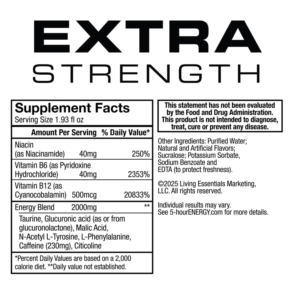 Five-hour Energy extra-strength gamer Apple Bash shot closeup highlights smooth taste.