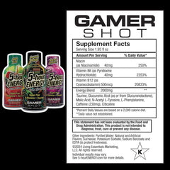5-hour ENERGY Gamer Shots Rocket Raspberry bottle provides a compact gaming energy boost.