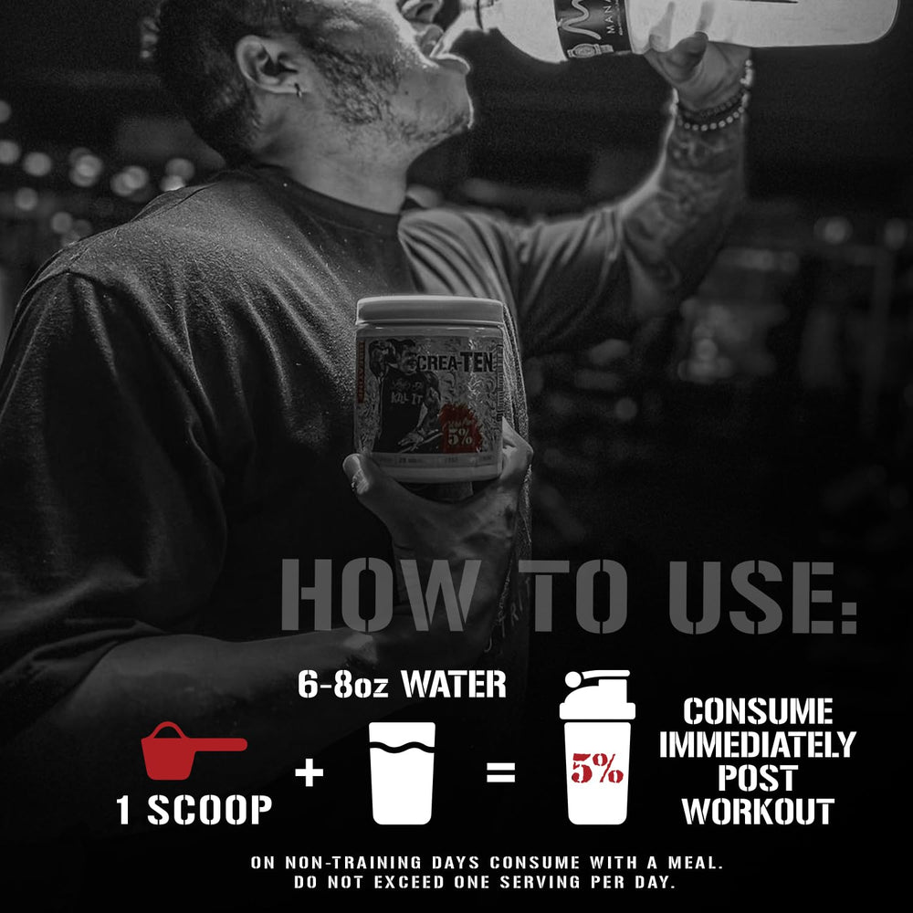 Five Percent Nutrition CreaTEN Blueberry Lemonade tub ready for flavorful performance support.