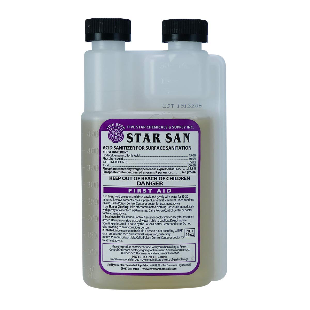 Five Star Star San 16oz bottle for convenient no-rinse sanitizing.