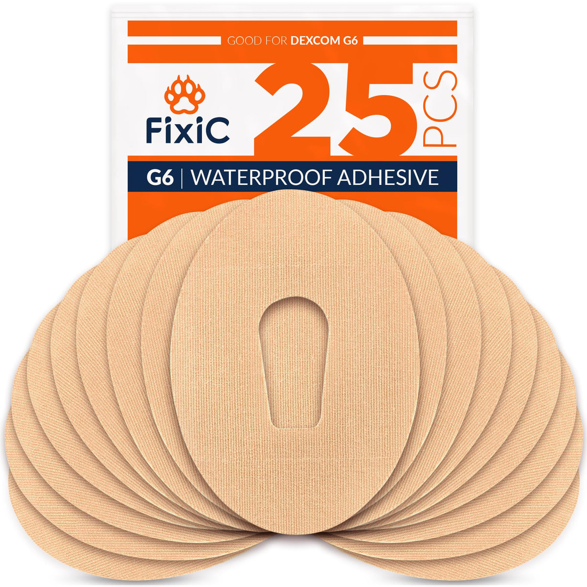 FixiC Dexcom G6 patch in tan provides waterproof long wear protection