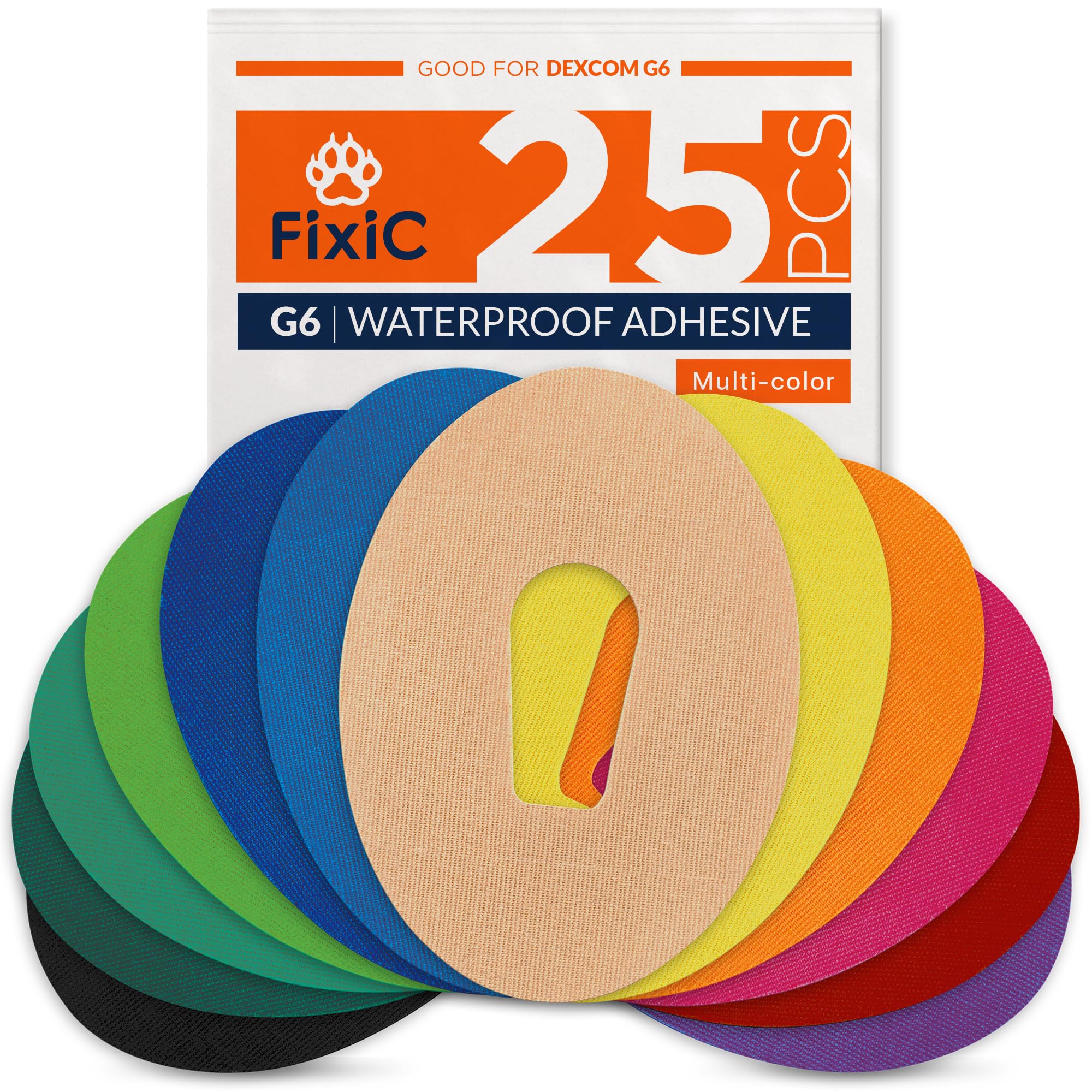 FixiC Dexcom G6 patch red for secure wear up to 10 days.