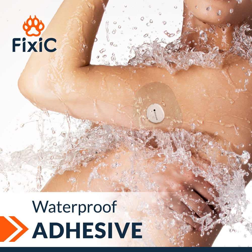 FixiC Stelo tan adhesive patch uses flexible cotton for comfort.