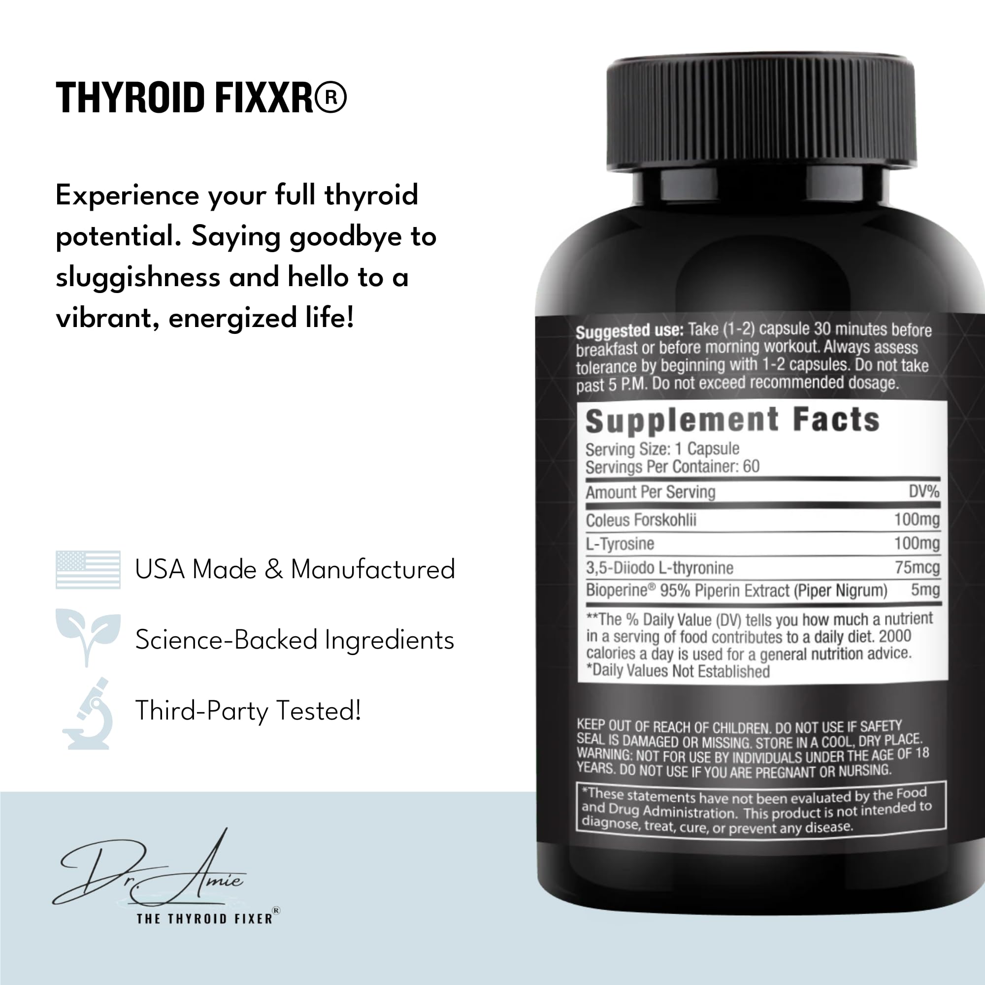 Close-up of Fixxr Thyroid Support capsules for easy daily use.