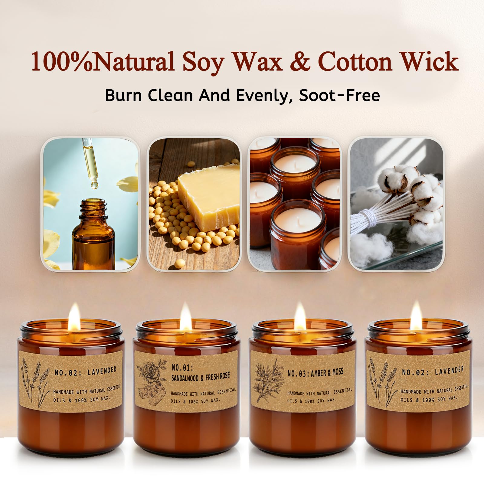 FKJOL four-candle gift set in amber jars, ready to gift.