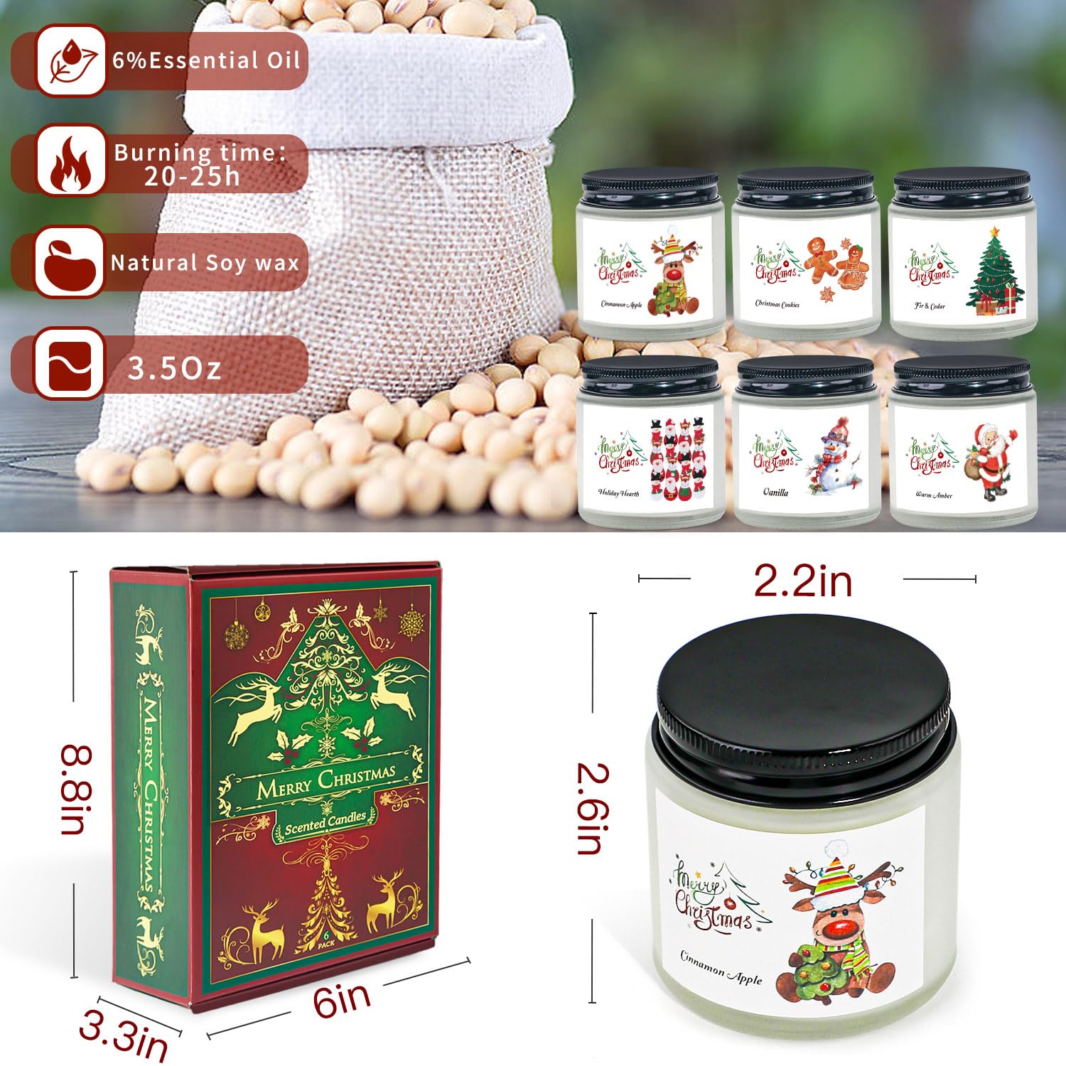 FKJOL Christmas cookies candle jar adds festive scent to room