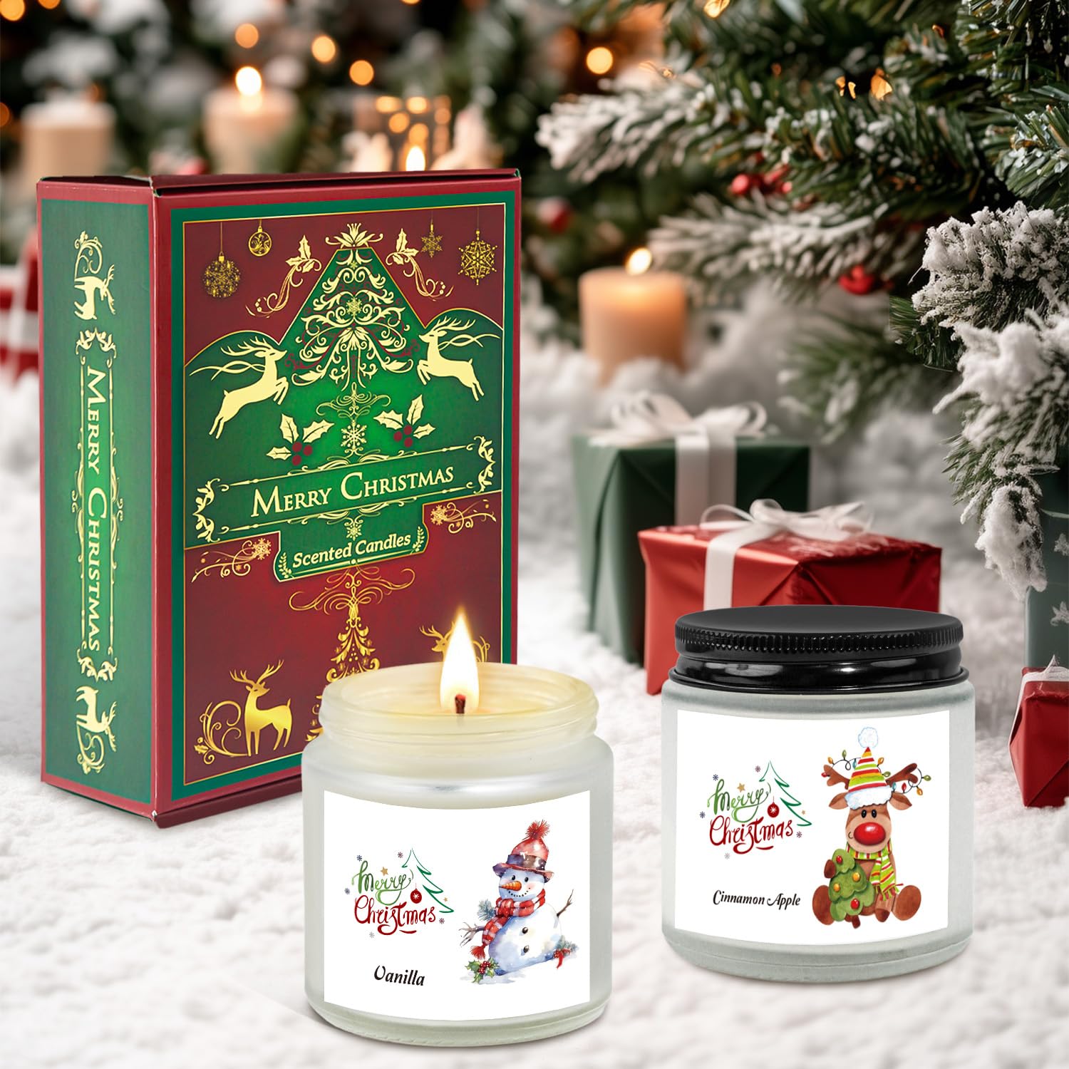 FKJOL Christmas gift packaging highlighting premium handmade candles